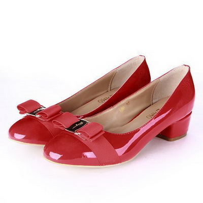 Ferragamo Shallow mouth Block heel Shoes Women--032